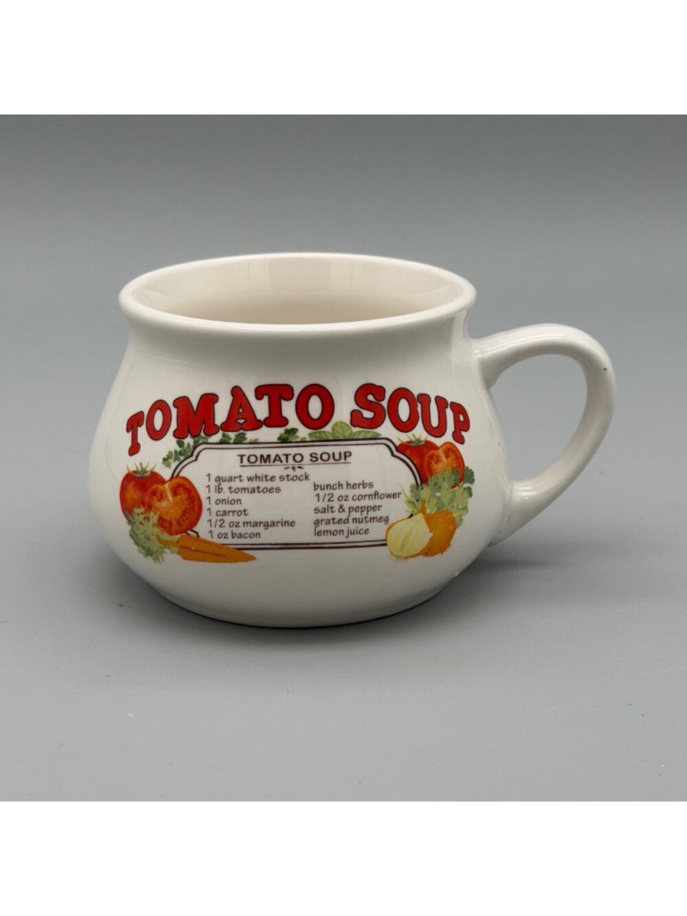 Dat'l Do It Inc Tomato Soup Recipe Ceramic Mug Cup Bowl White 3.25" Tall